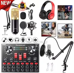Microphone Condenser With V8s Sound Card and Studio Headset