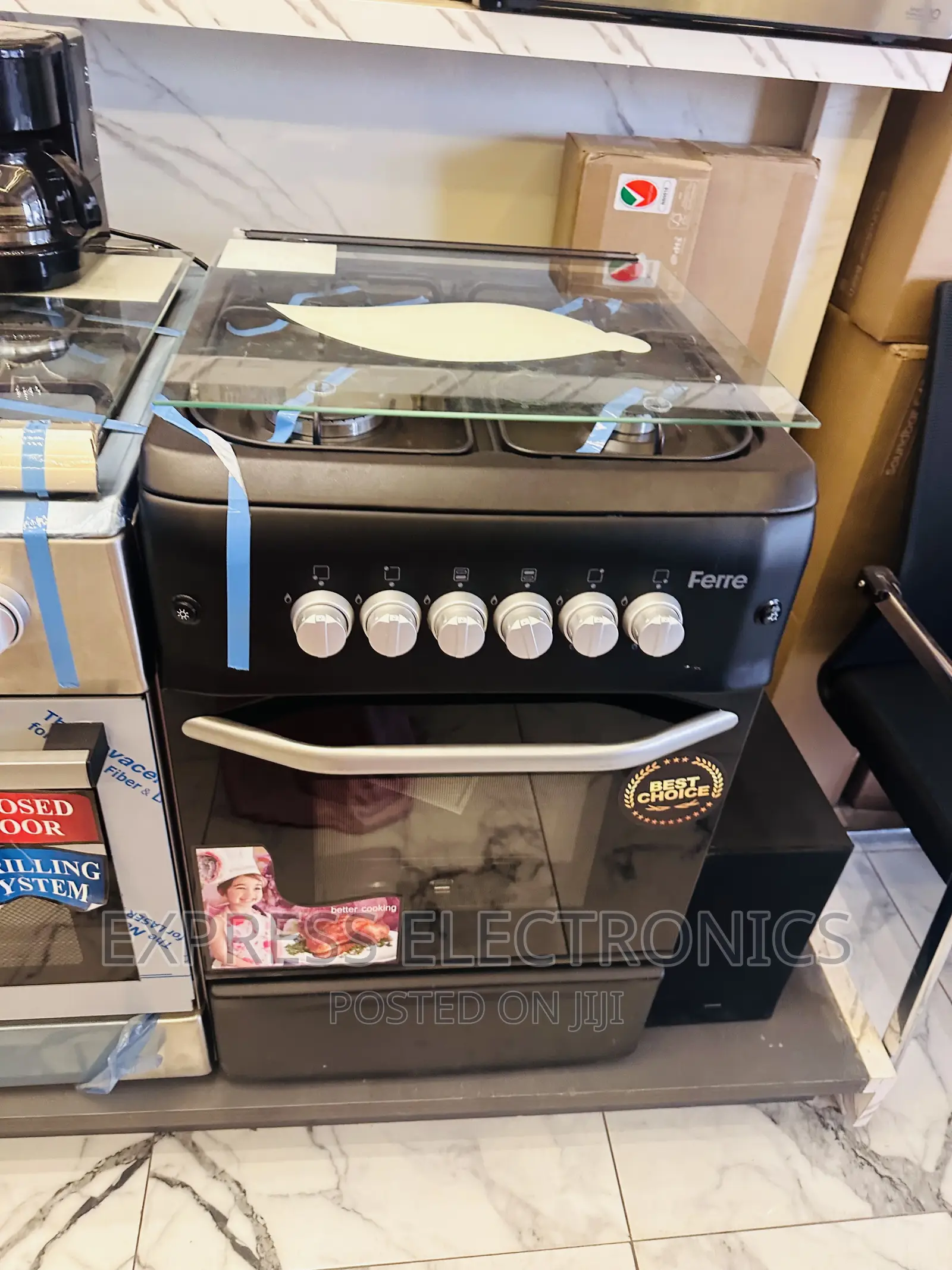 Black Ferre 50/55 Gas Cooker Oven 4burner 