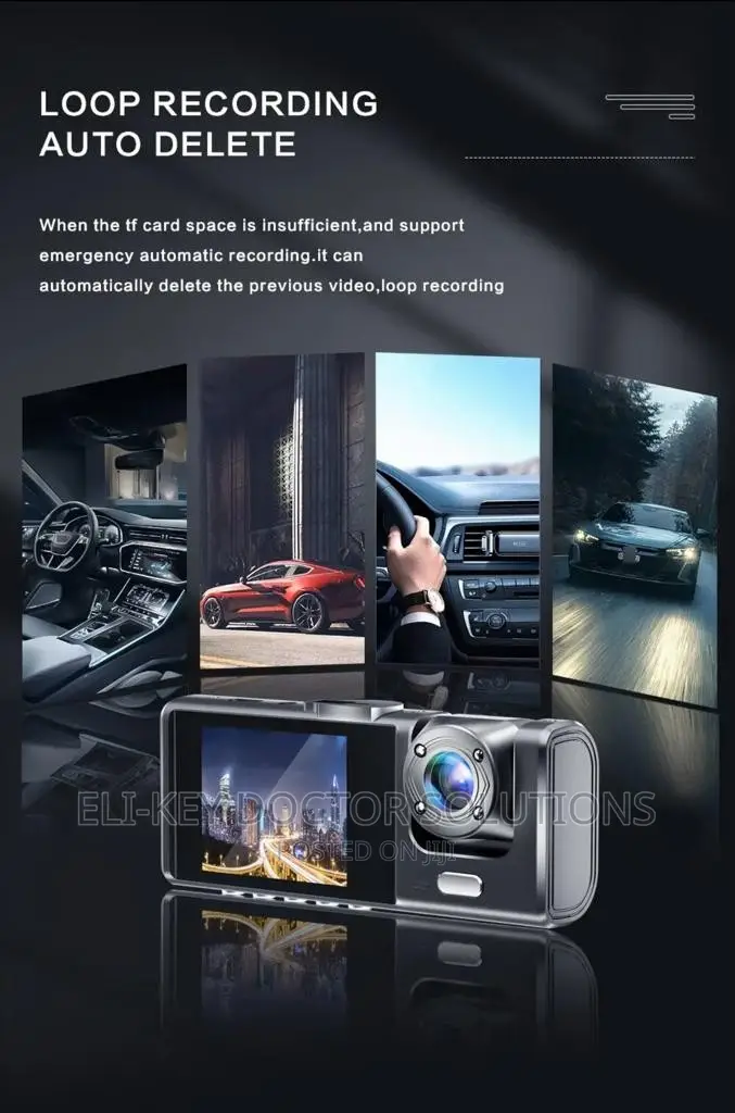 1080p Full Hd 3-channel Car Dash Cam Recorder. Wi-fi Version