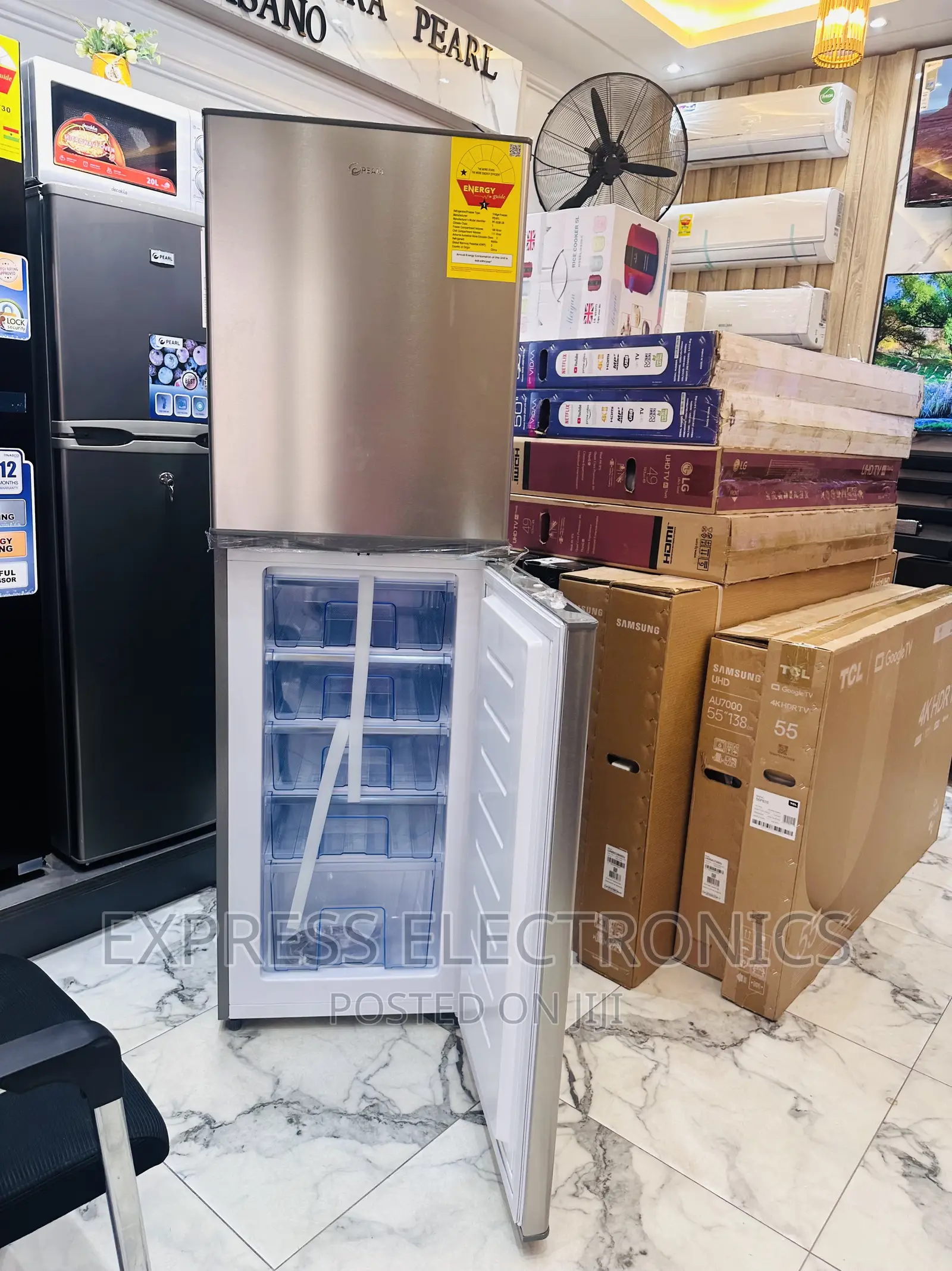 Auto Defrosting PF-352B-2B Fridge Pearl Grey 