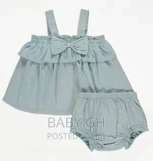 George Blue Bow Embroidered Woven Top and Bloomers Outfit