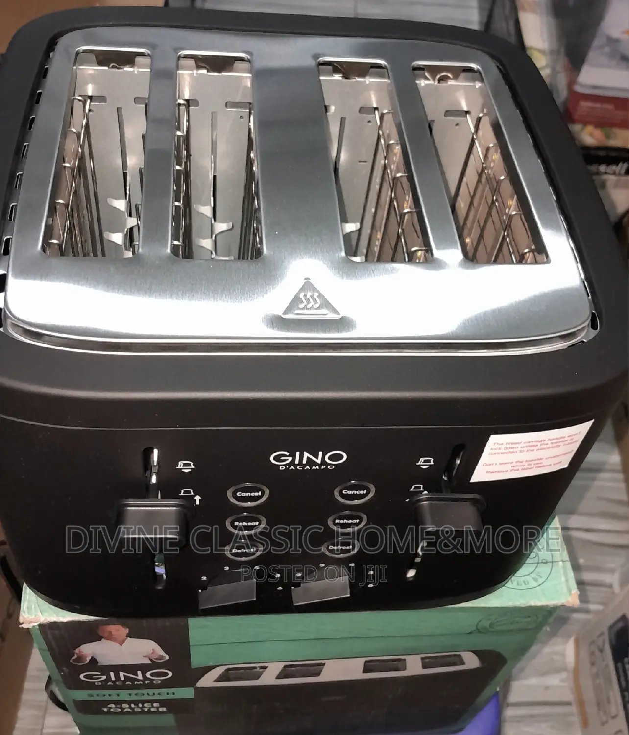 Gino d'Acampo 4 Wide Slice Pop-Up Bread Toaster