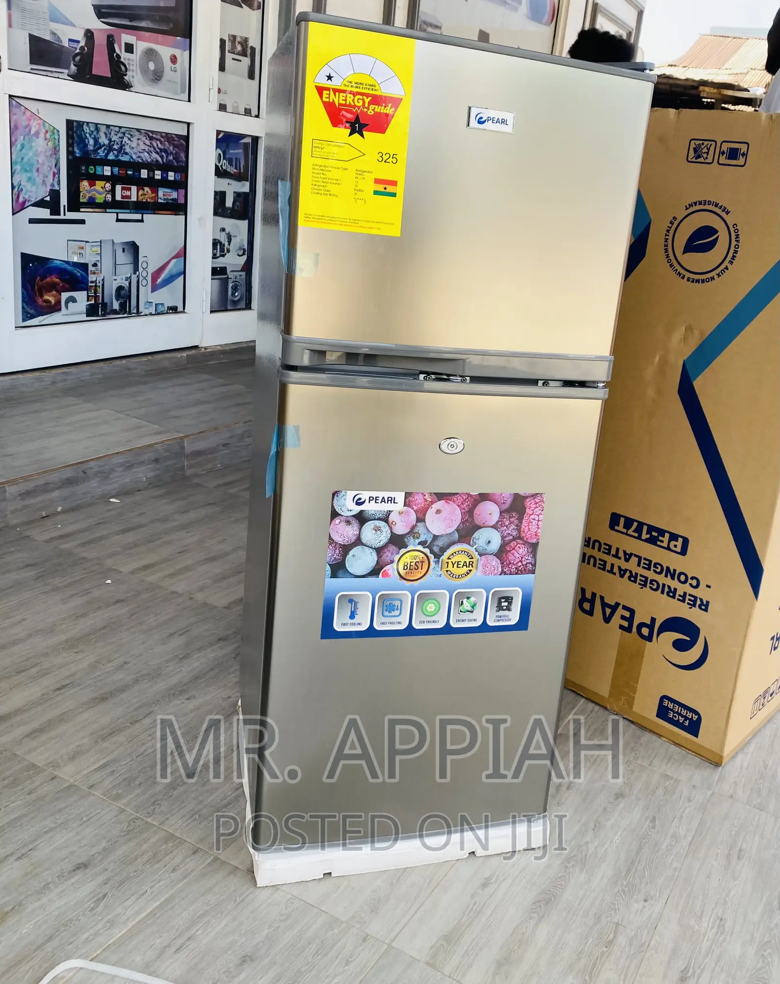 Brand New Pearl PF-17T Double Door Electric Fridge,Gray.