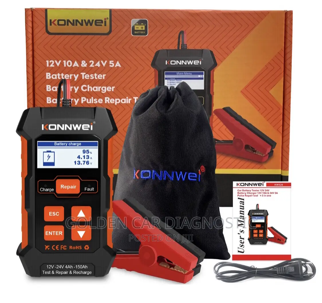 Konnwei KW520 12V 24V Car Solar Battery Tester,Charger,Rep