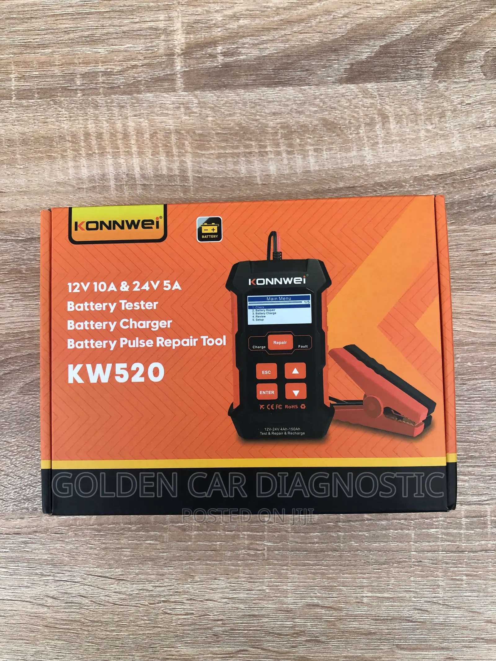 Konnwei KW520 12V 24V Car Solar Battery Tester,Charger,Rep