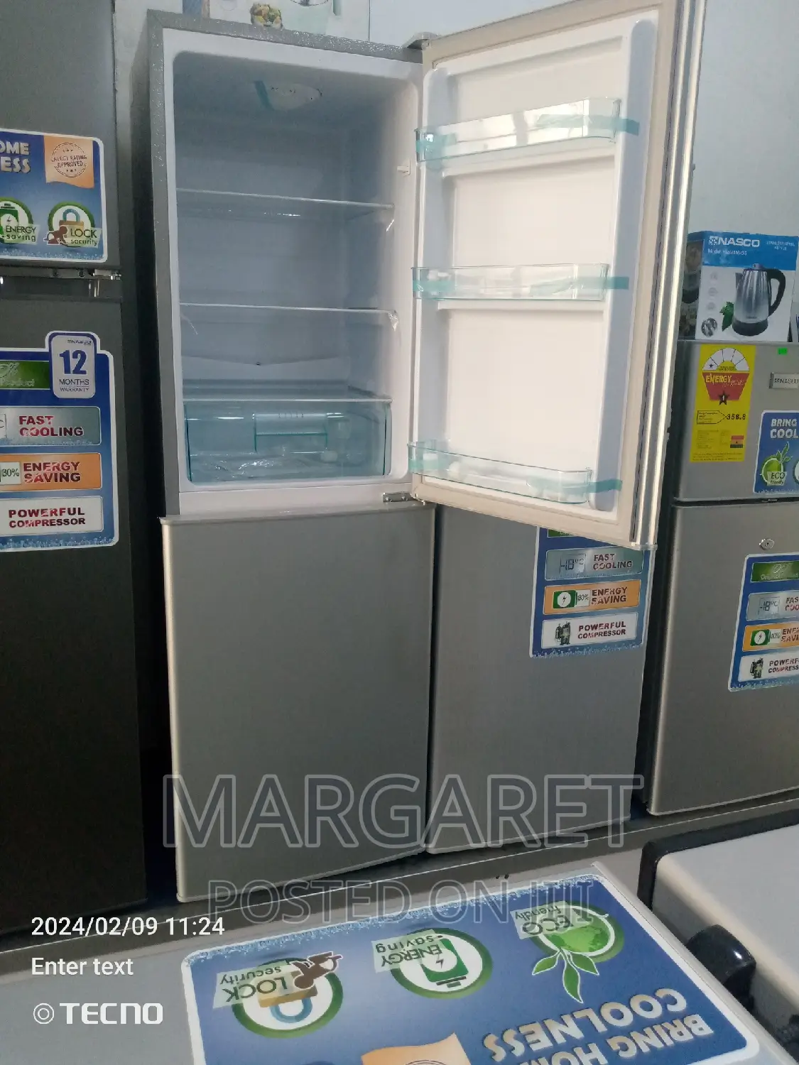 Nasco Bottom Freezer Double Door Fridge
