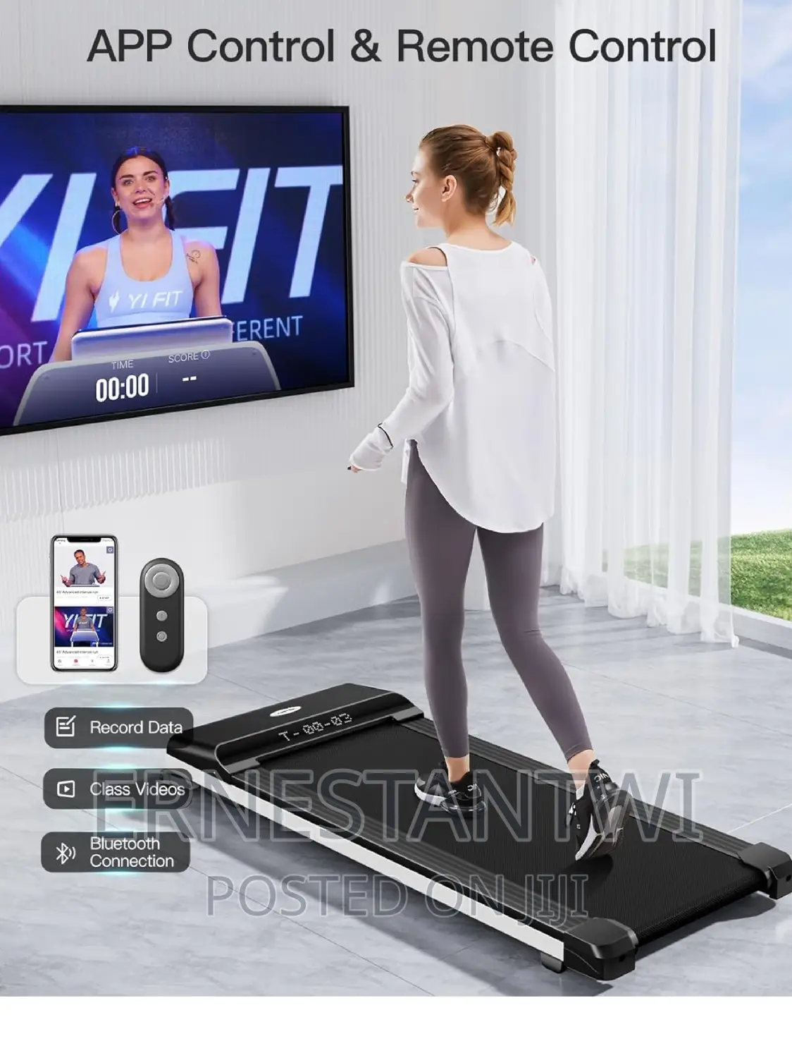 Slim Foldable Portable Treadmill With Bluetooth Connectivity