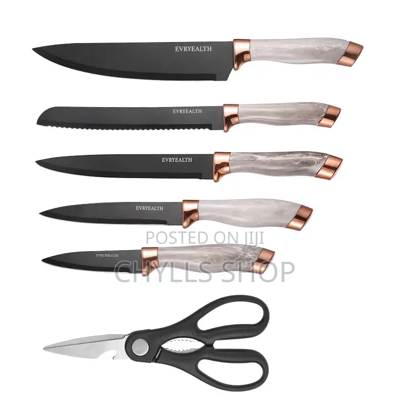 7pc Stainless Steel Marble Knife Set