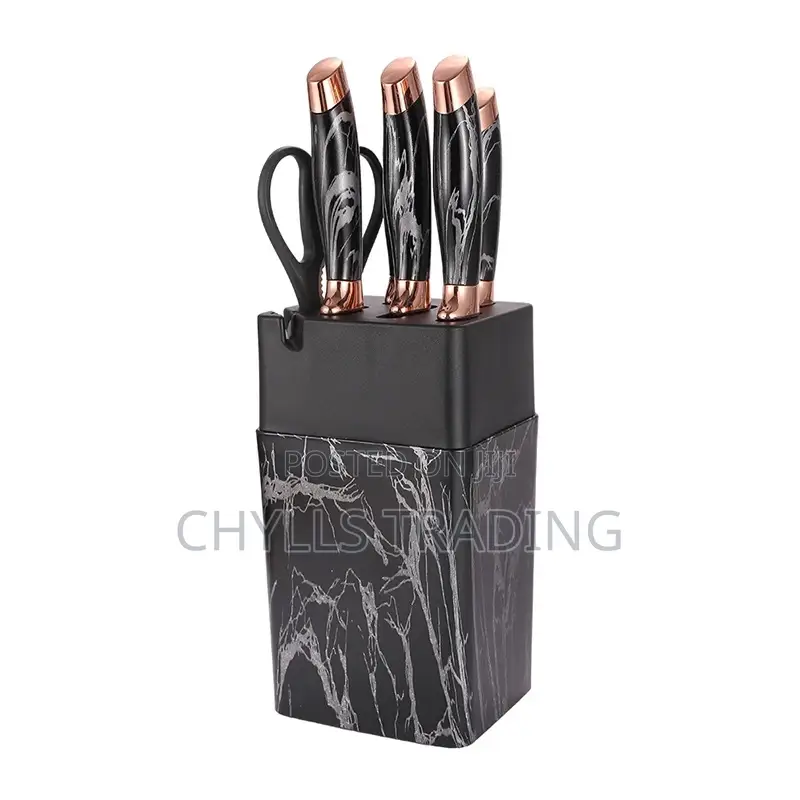7pc Stainless Steel Marble Knife Set