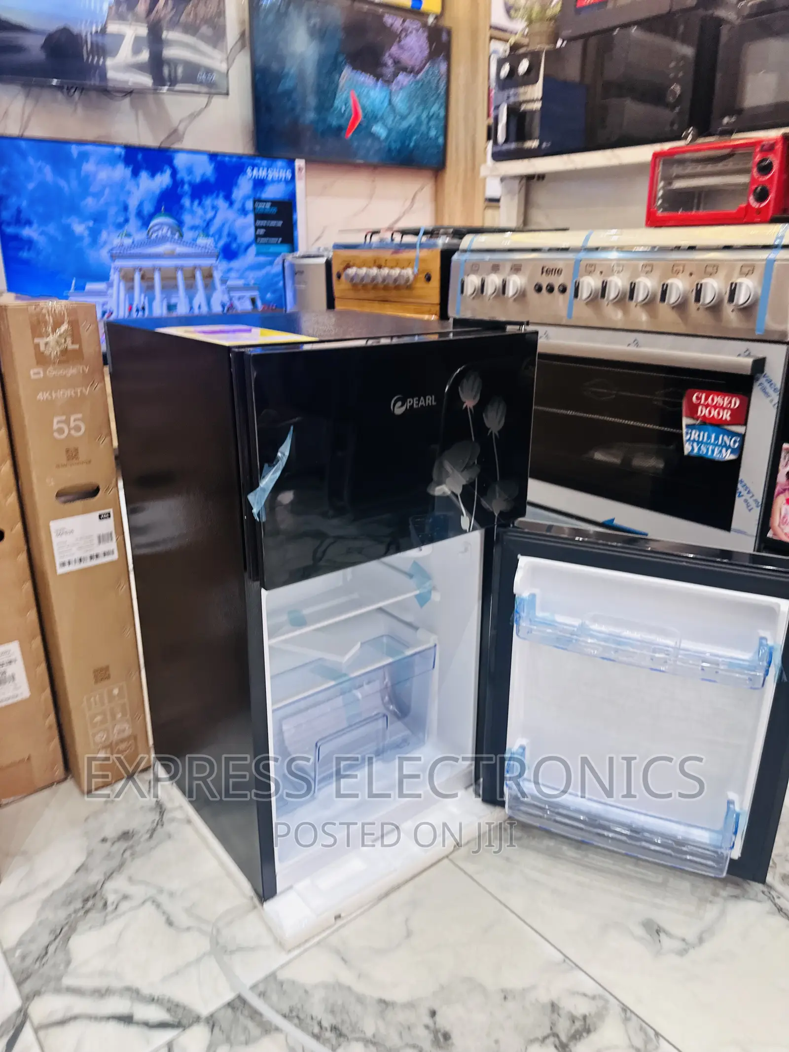100T Grab a Pearl Black Fridge Double Door 