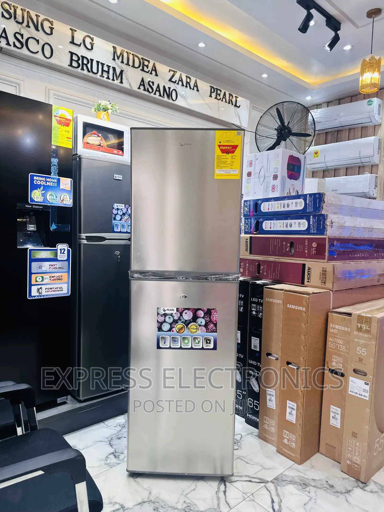 PF-352B-2B Pearl Fridge Double Door Grey 