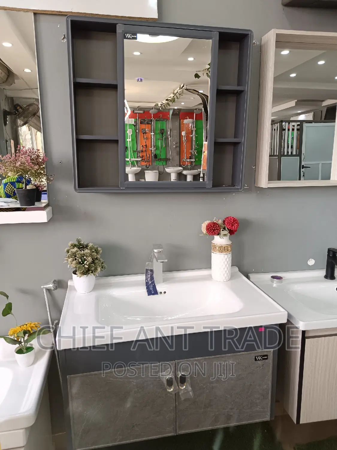 Cabinet Basin With Mirror. Dark Ash