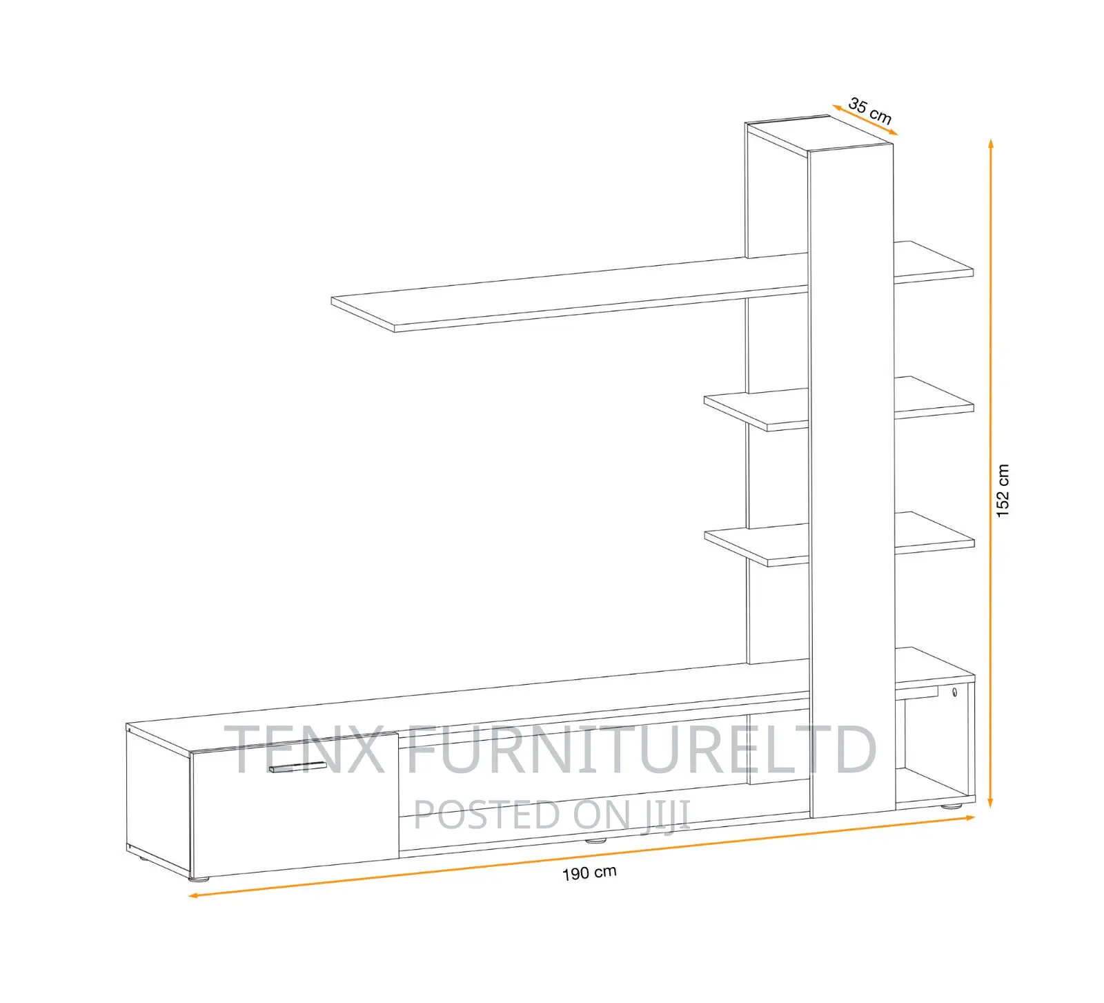 Tv Unit / Entertainment Unit (Offwite and Brown Colour)