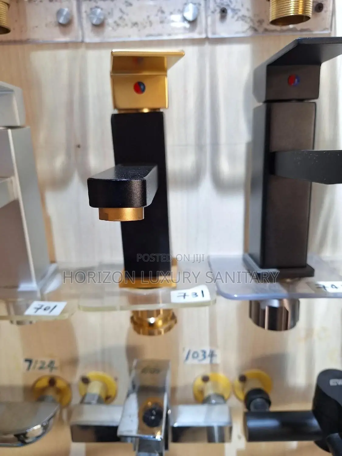 Black and Gold Square Basin Tap Hot and Cold Faucet Mixer