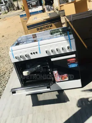 Oven With Grill Glass Lid 60x90 5 Gas Burner Mideatech White