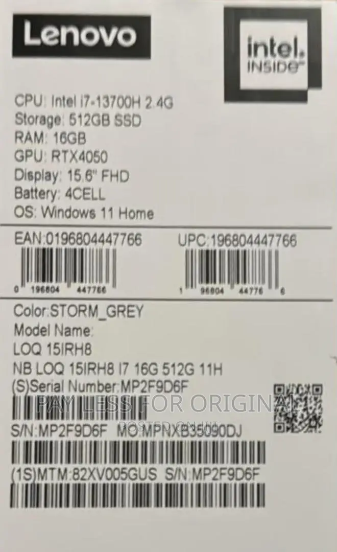 New Laptop Lenovo 16GB Intel Core I7 SSD 1T