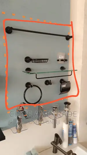 Set of Bathroom Accessories. Black