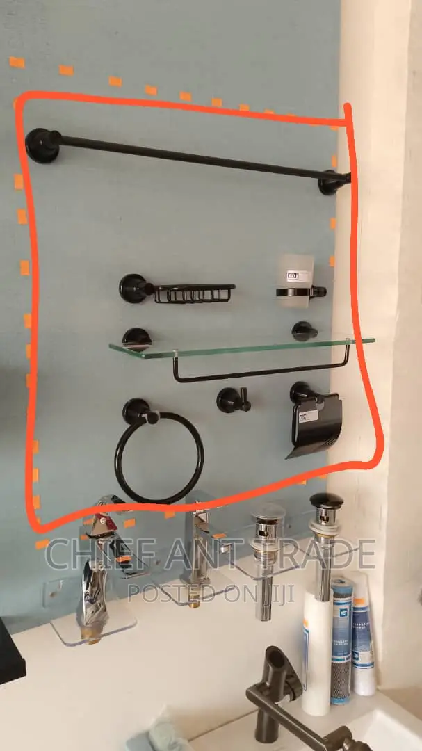 Set of Bathroom Accessories. Black