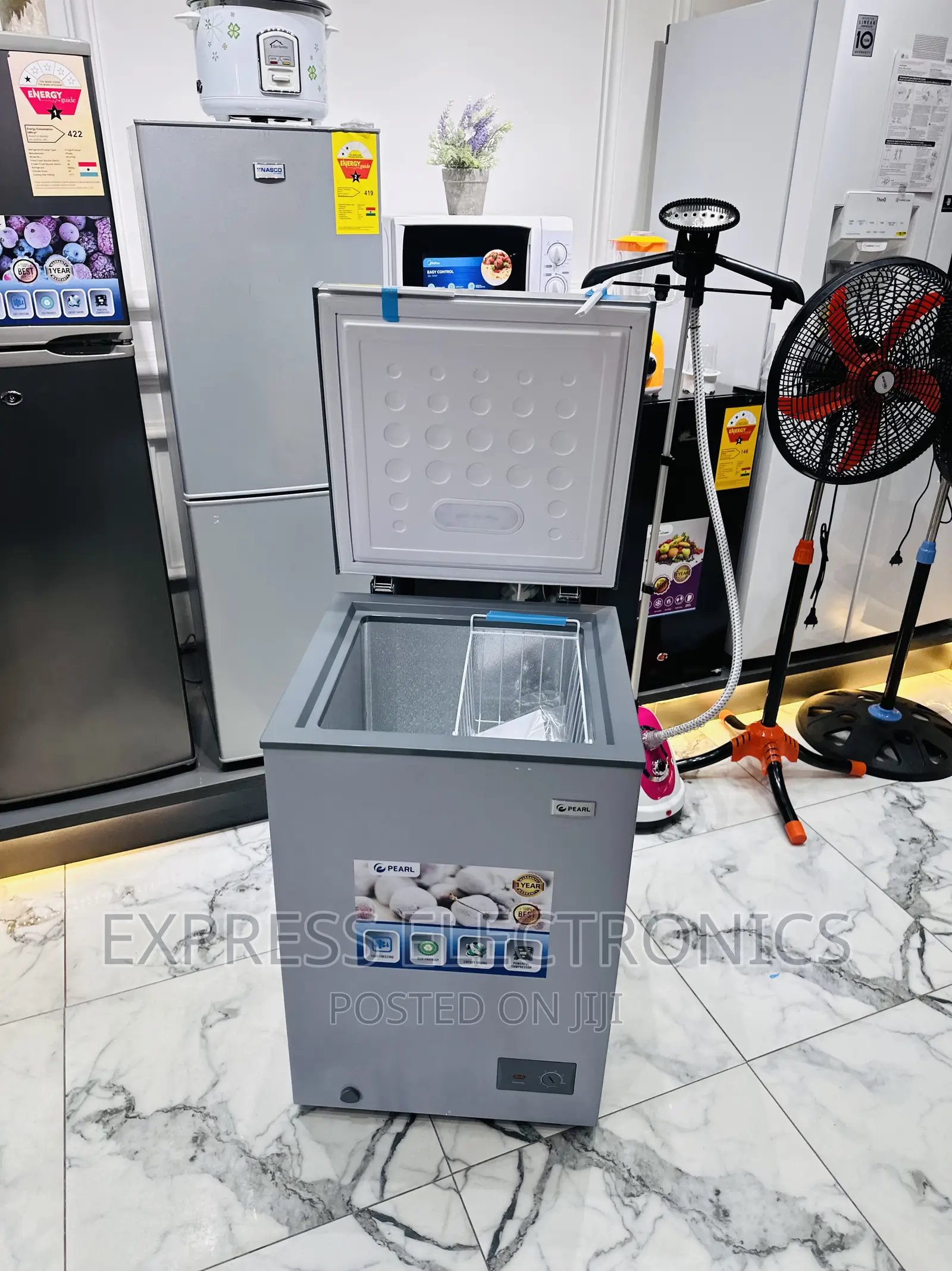 100L Chest Freezer Single Door Grey Pearl Quiet