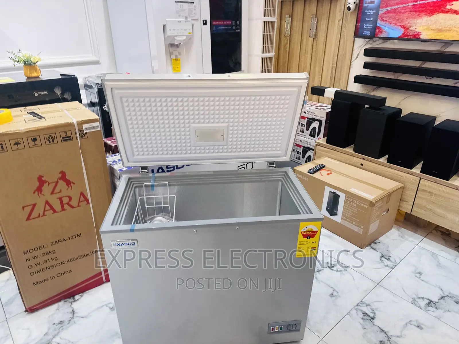 Chest Freezer Single Door Nasco Grey Color 
