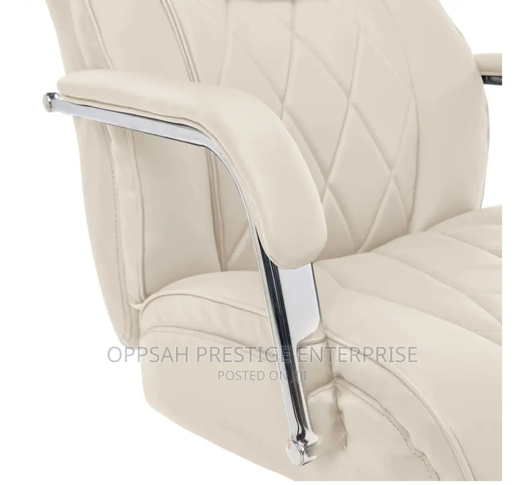 Sutherland Quilted Leather Office Chair, Light Ivory