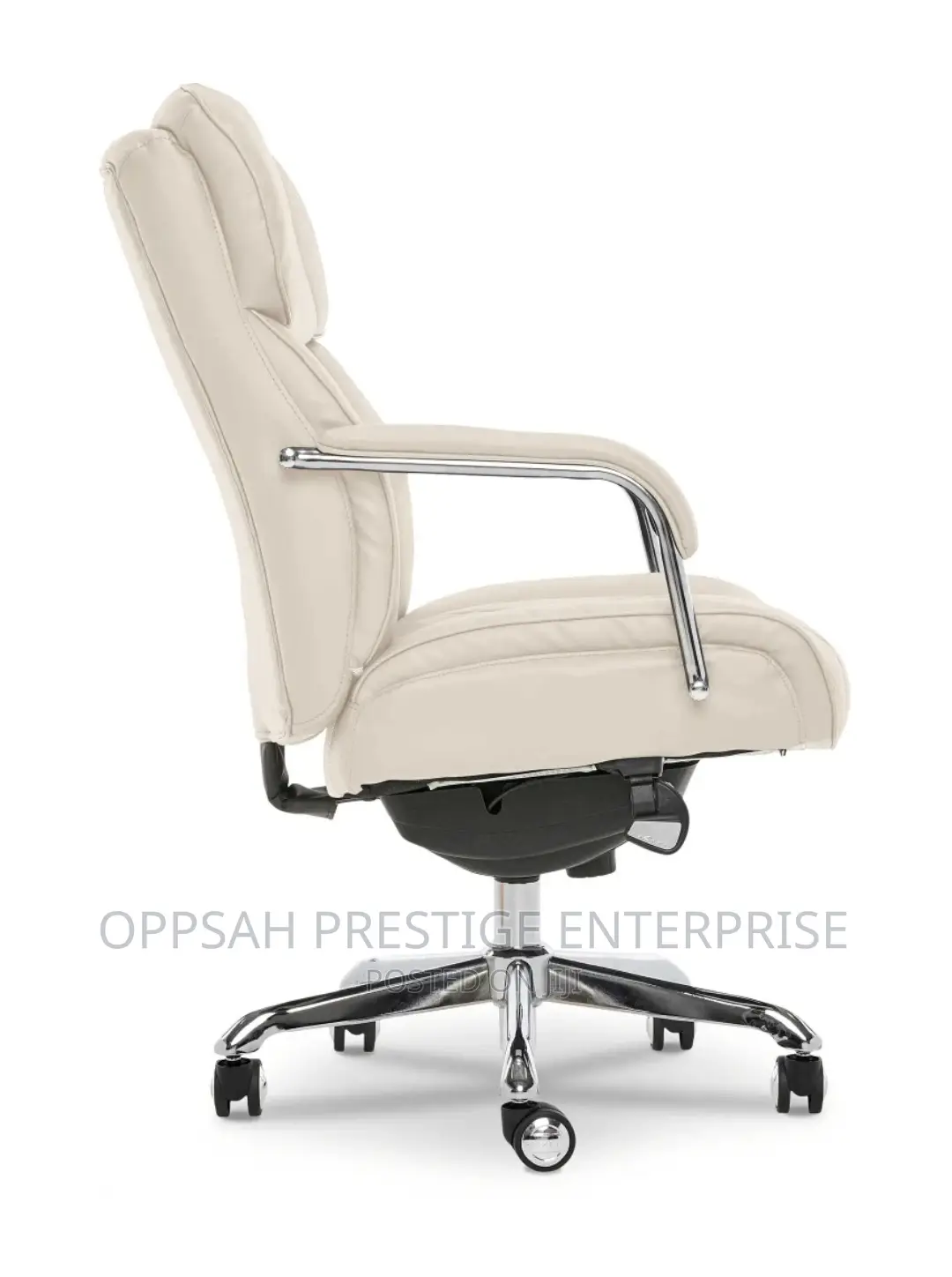 Sutherland Quilted Leather Office Chair, Light Ivory