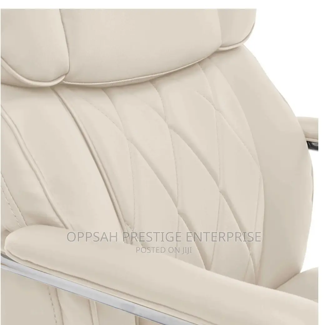Sutherland Quilted Leather Office Chair, Light Ivory