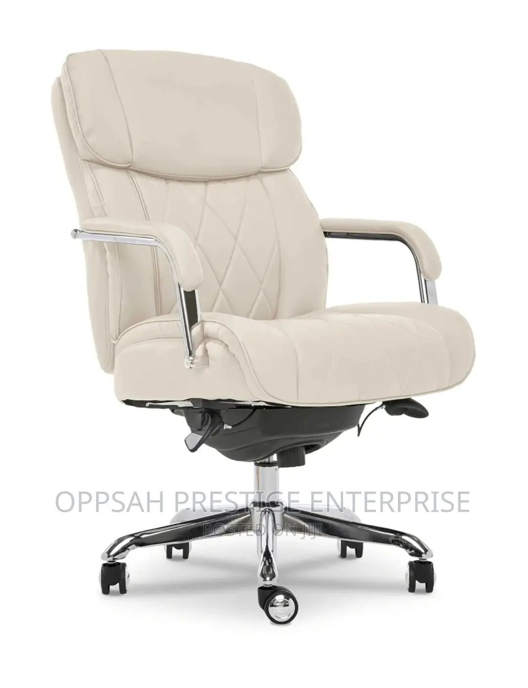 Sutherland Quilted Leather Office Chair, Light Ivory