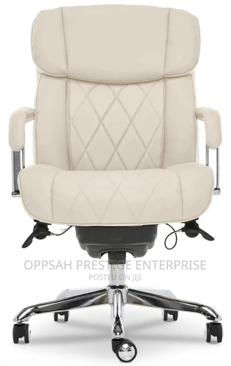 Sutherland Quilted Leather Office Chair, Light Ivory