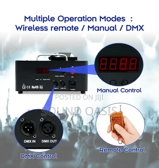 1500w Fog Machine, Dmx Rgb 3in 1 24 Led Smoke Machine
