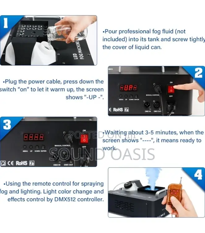 1500w Fog Machine, Dmx Rgb 3in 1 24 Led Smoke Machine