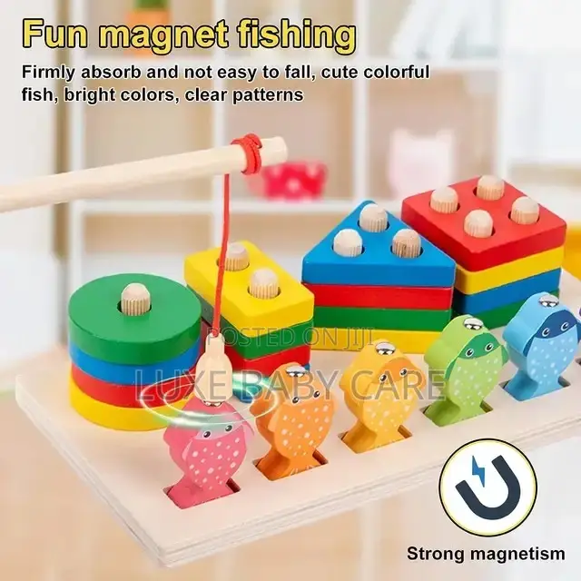 Wooden Educational Puzzles, Color Recognition Stacker Shapes