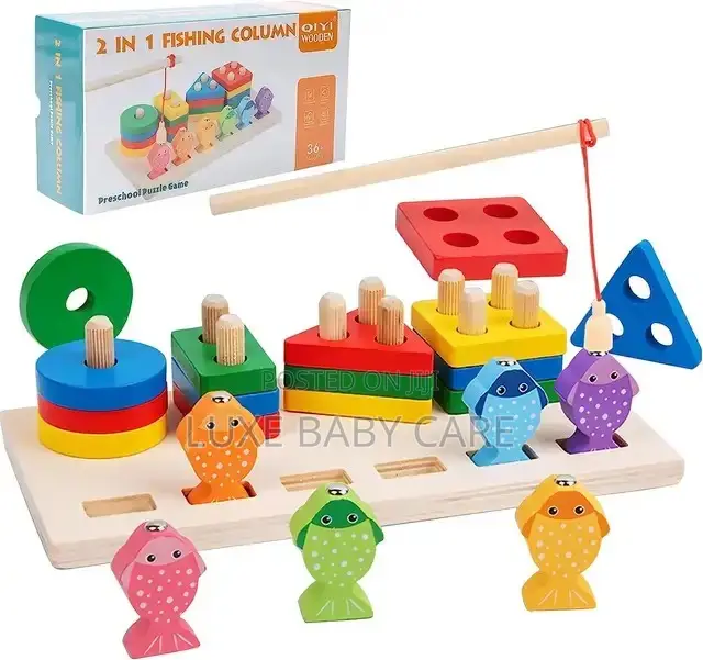 Wooden Educational Puzzles, Color Recognition Stacker Shapes