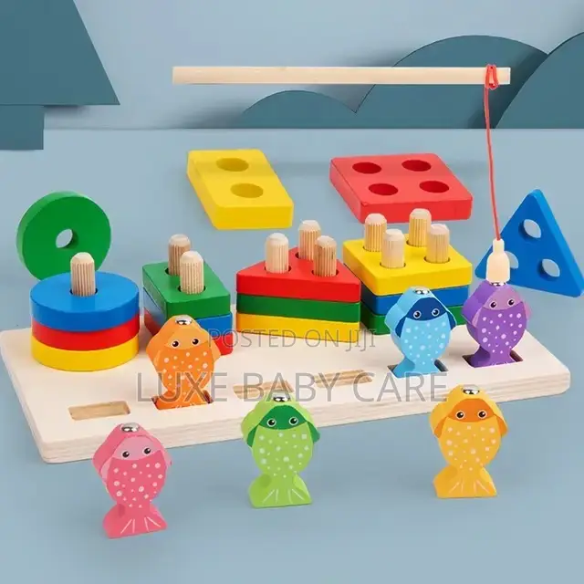 Wooden Educational Puzzles, Color Recognition Stacker Shapes