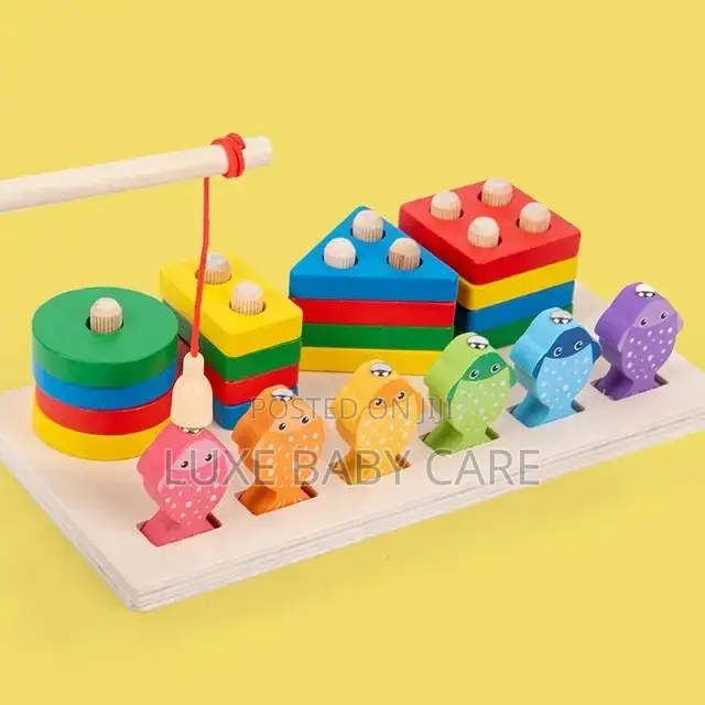 Wooden Educational Puzzles, Color Recognition Stacker Shapes