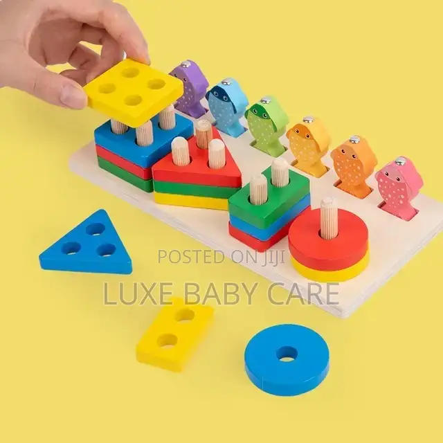 Wooden Educational Puzzles, Color Recognition Stacker Shapes