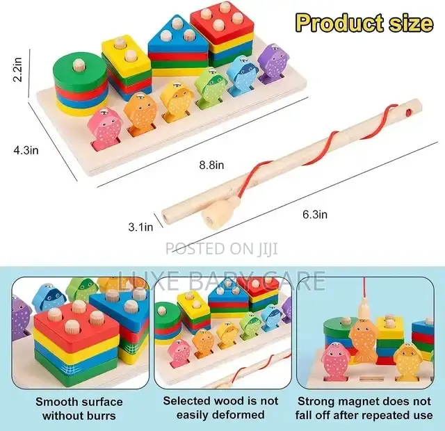 Wooden Educational Puzzles, Color Recognition Stacker Shapes