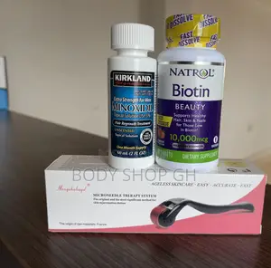 Baldness Regrowth Pack - Kirkland Minoxidil + Biotin +Roller