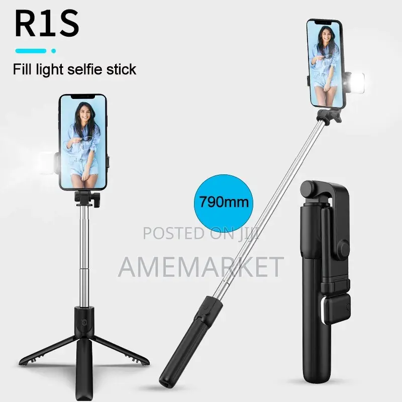 Phone Selfie Stick With Led Light Bluetooth Remote Control