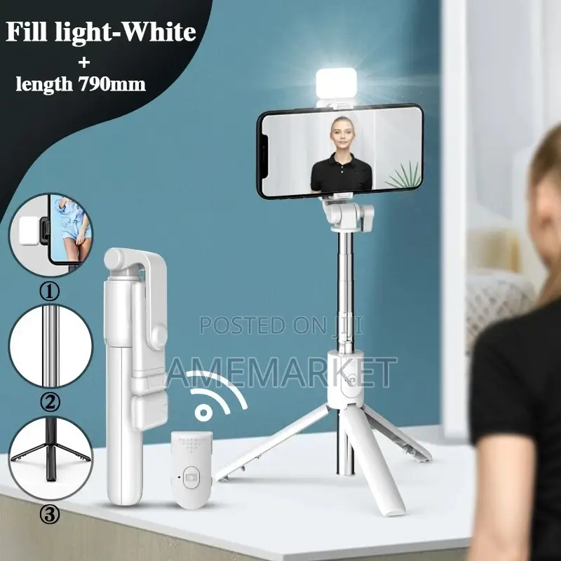 Phone Selfie Stick With Led Light Bluetooth Remote Control