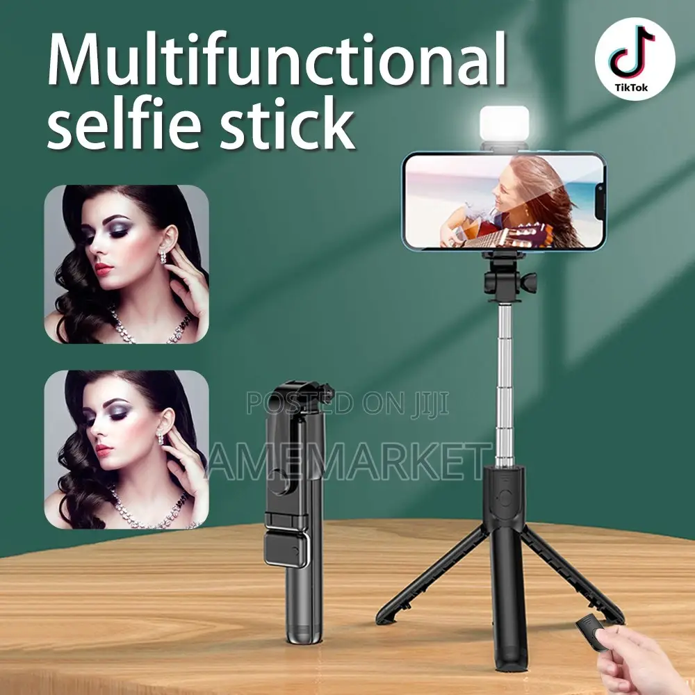 Phone Selfie Stick With Led Light Bluetooth Remote Control