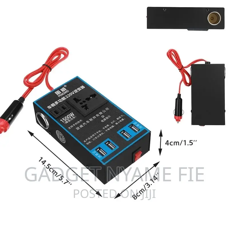 220v Car Inverter (Charge 4 Phones and 1 Laptop at a Go)
