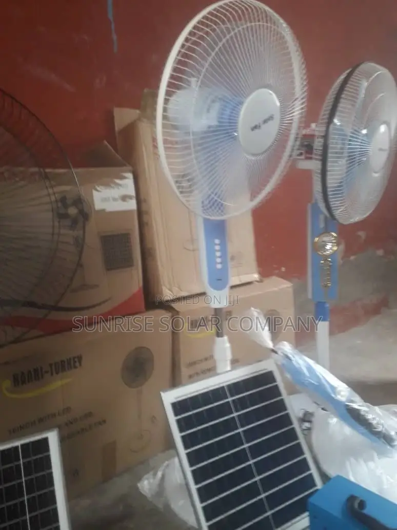 Powerful Solar Rechargeable Fan With External Battery