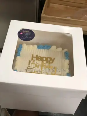 Blue and White Square Cake