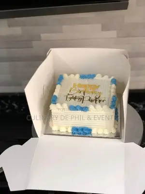 Blue and White Square Cake