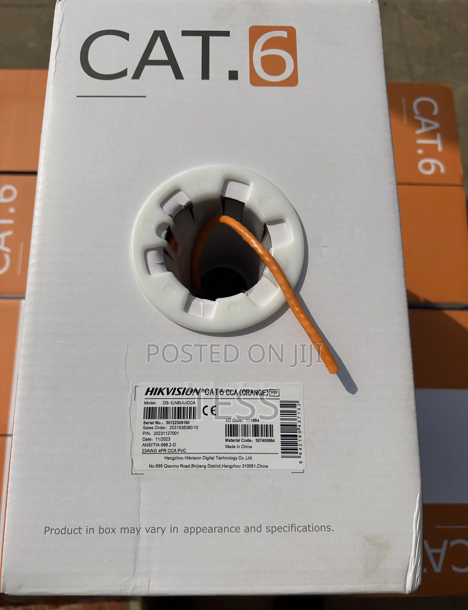 Hikvision Cat6 Network Orange Cable 305m Copper