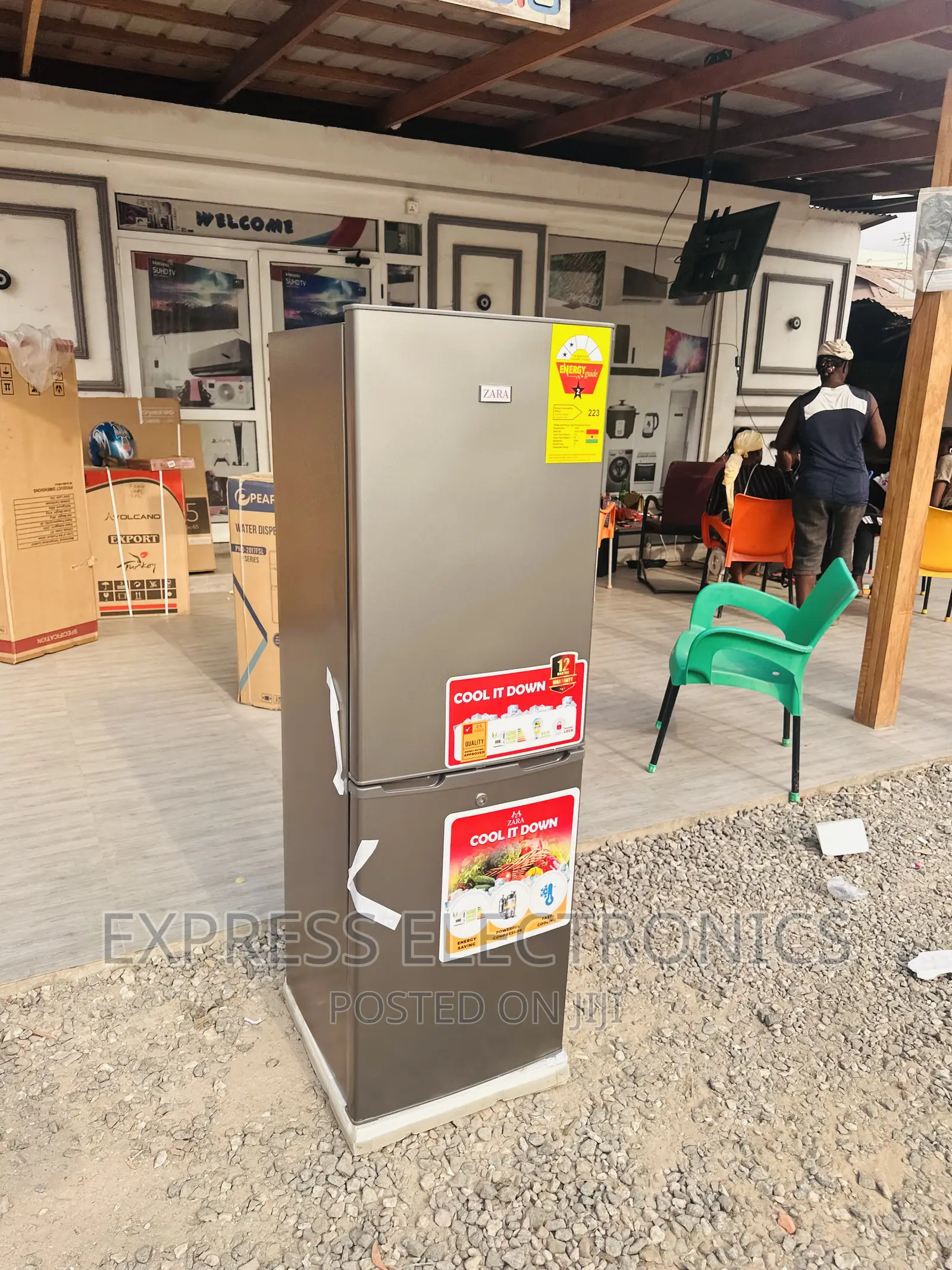 High Density Zara Fridge Double Door 240BF Grey.