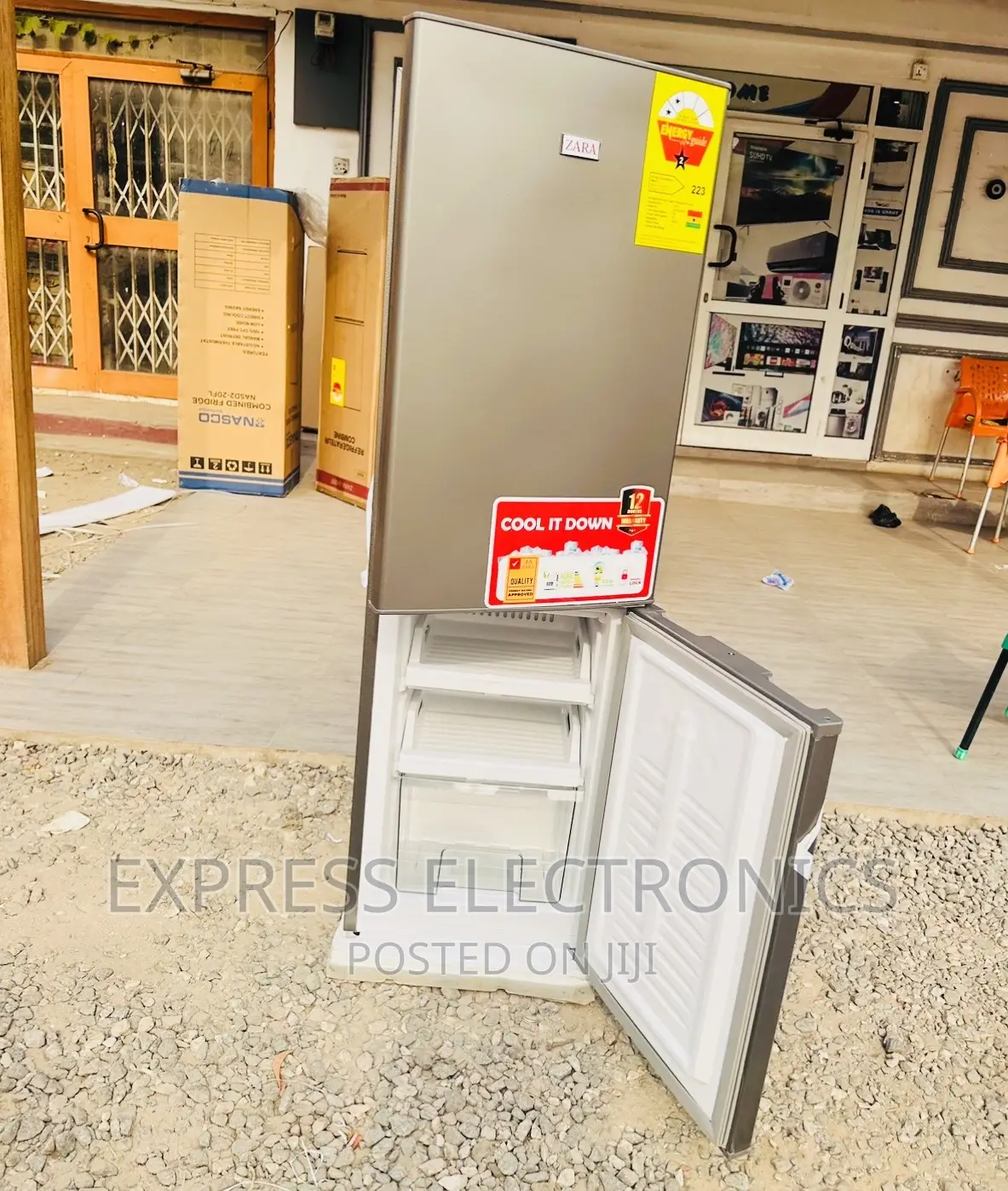 Double Chill Zara 240BF Double Door Fridge Grey Color.