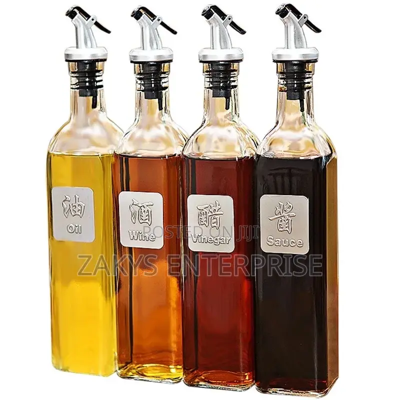 Oil Glass Dispenser Set With Spices Jars