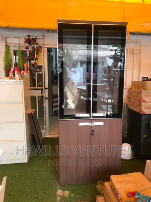 Glass Door Wooden Filing Cabinet